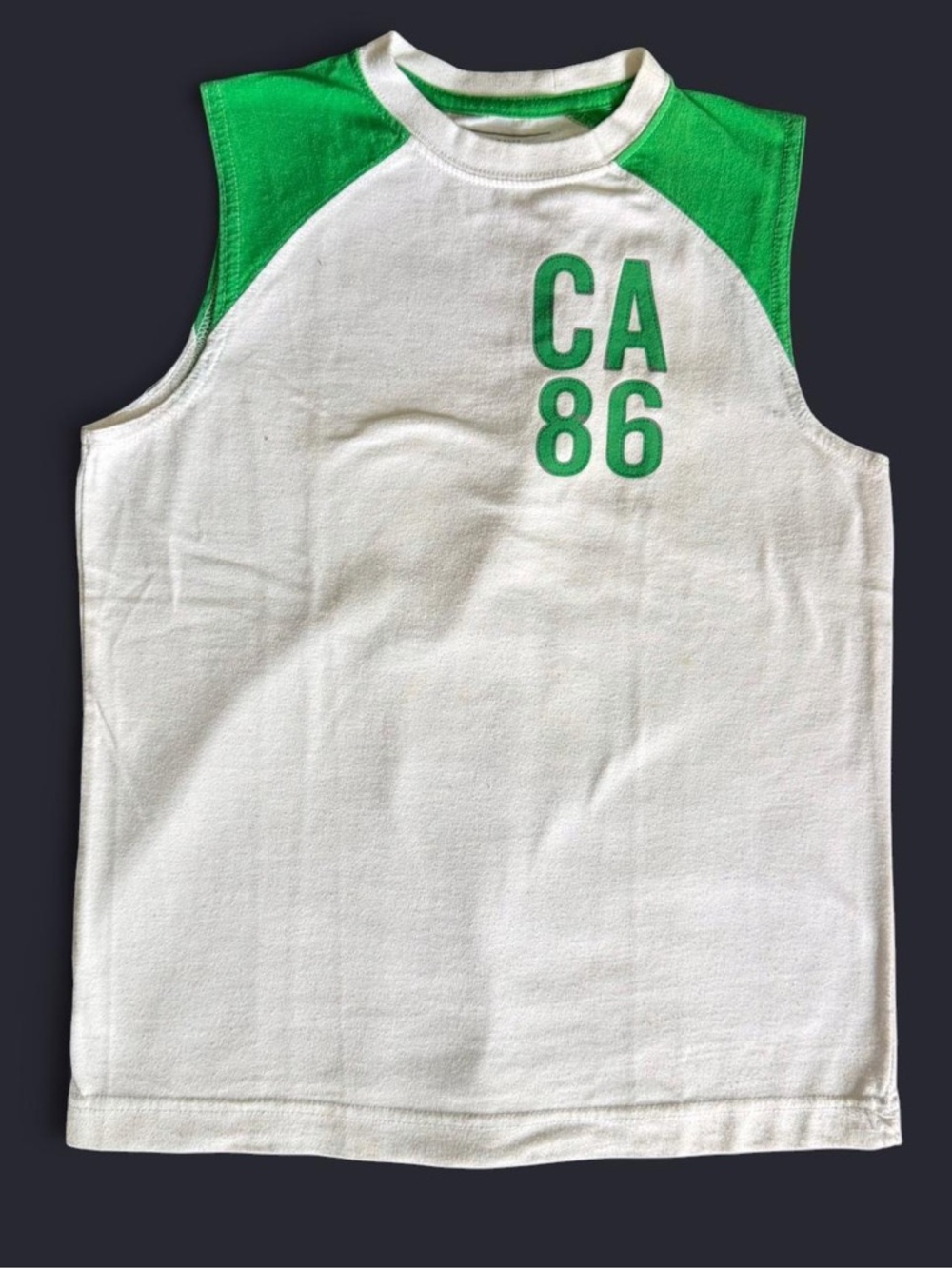 Old Navy Boys Medium (8) CA 86 Raglan Tank Top - Green/White
